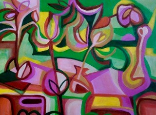 Floral Galore, an acrylic painting by Cathy Fiorelli